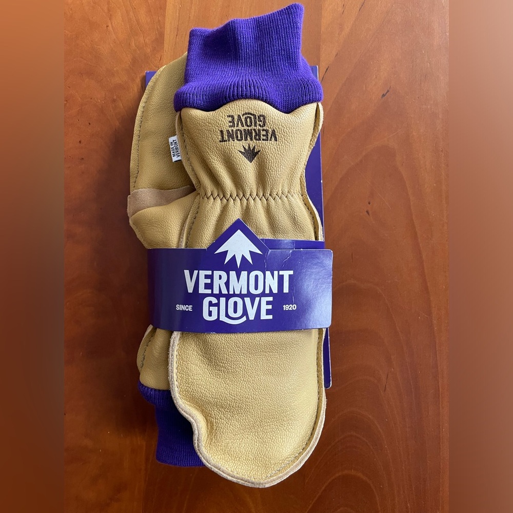 Brand New With Tags Vermont Glove Premium Goat Leather Mitten Knit Cuffs US Made